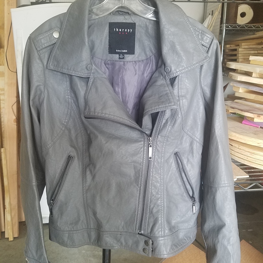 Gray Leather Jacket